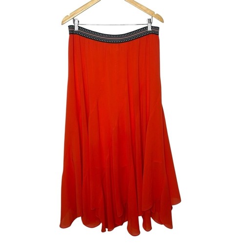 Anthropologie Vanessa Virginia Colima Lagenlook Maxi Skirt Poppy Red Size Small - Picture 5 of 12