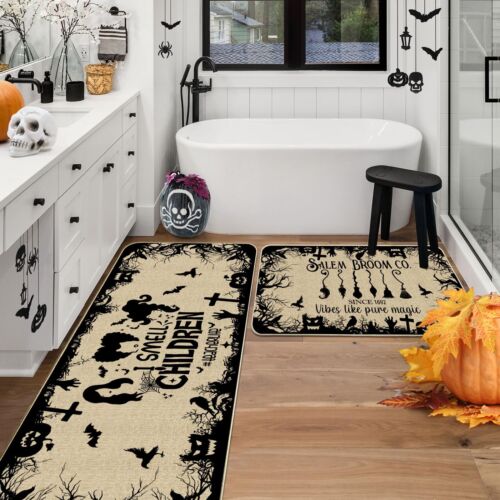 Halloween Kitchen Mats Witches Kitchen Rugs Set of 2 - I Smell Children Hallo... - Picture 4 of 6