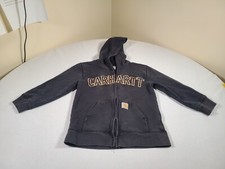 Carhartt Hoodie Sweatshirt Youth Kids Small Black Full Zip Outdoor Activewear