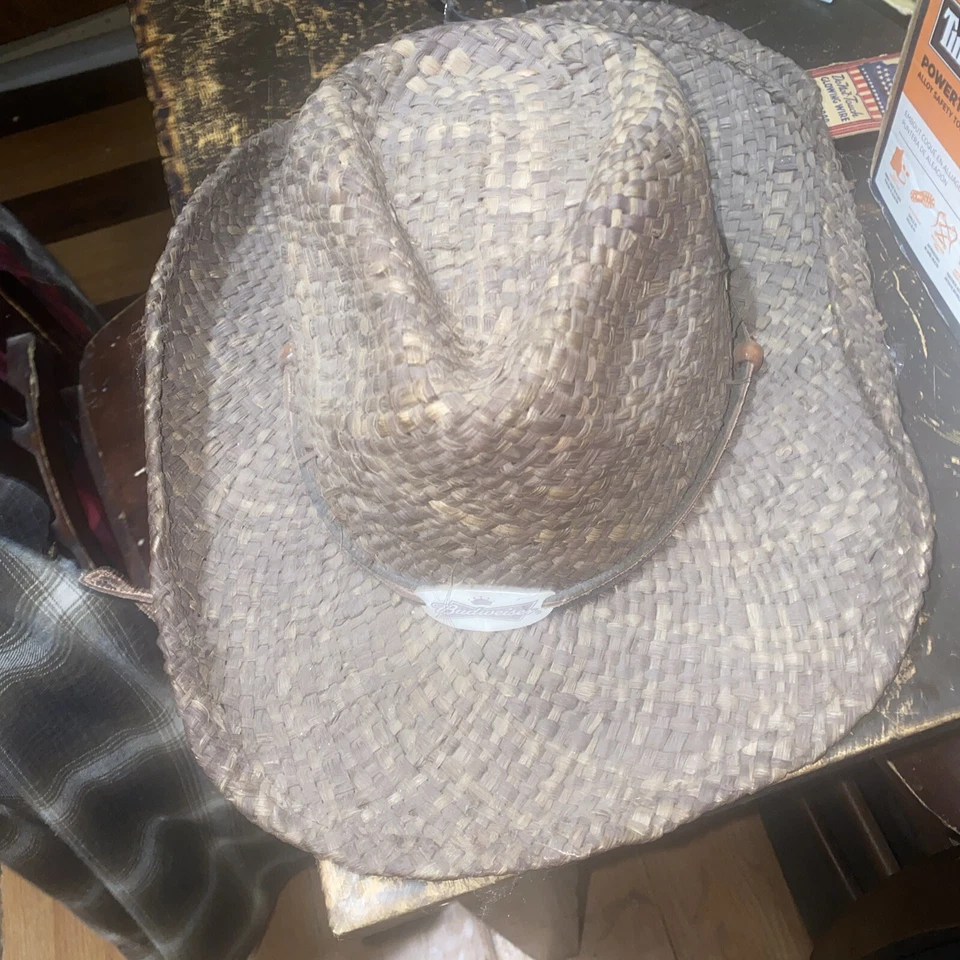 Sombrero de Vaquero Budweiser Vintage 100% Paja. Mareado 🐴 Foto 2 de 4