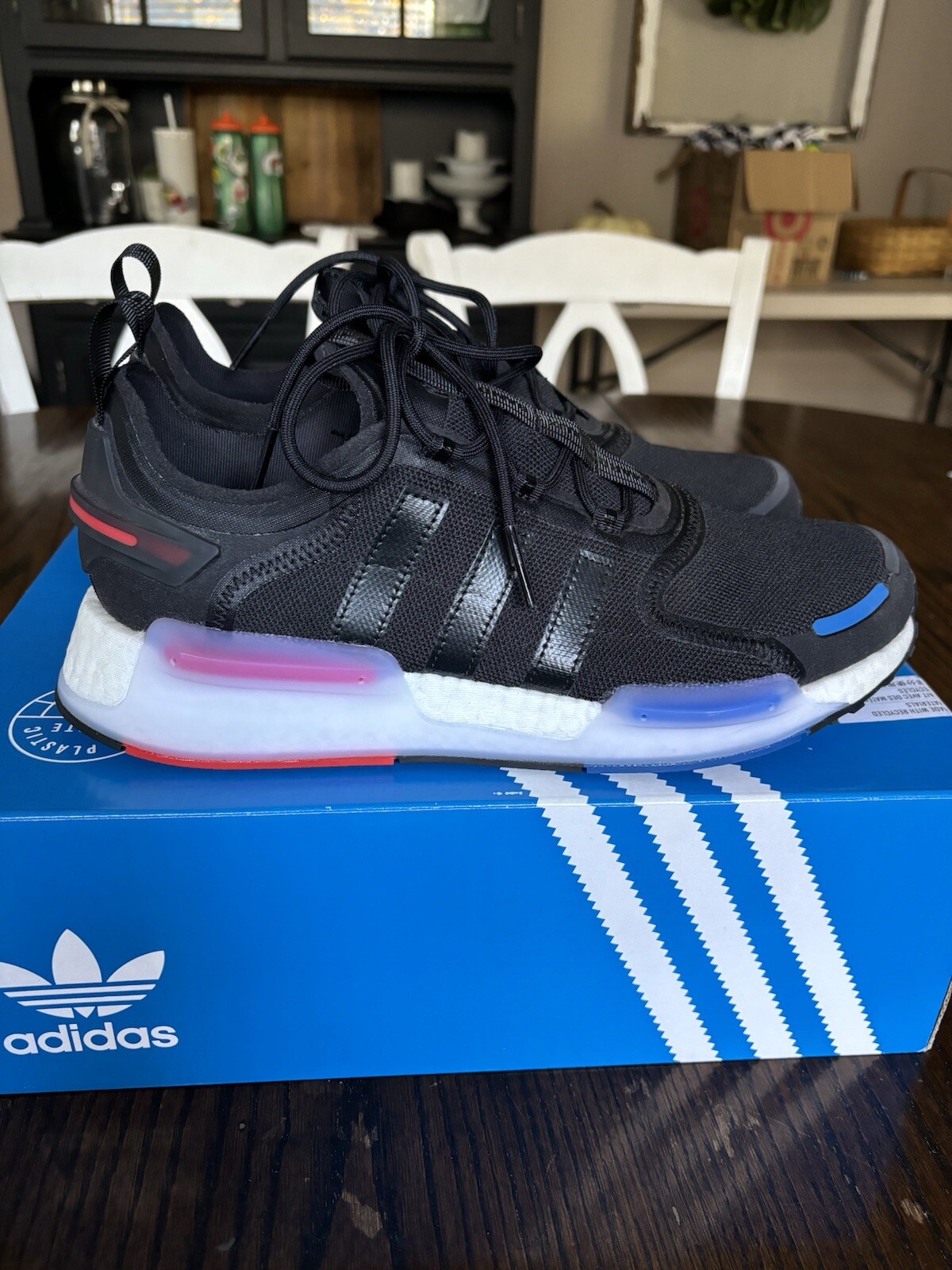 Men's Adidas NMD V3 Boost Running Shoe Black Red Blue White
