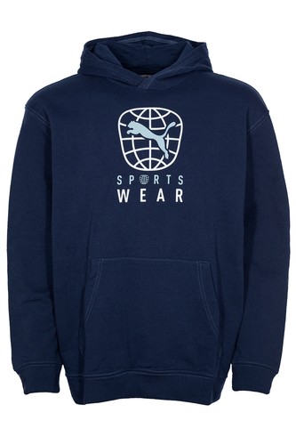 Puma Hoody Sweatshirt Kapuzenpullover Herren Langarm Dunkelblau Logo - Picture 2 of 4