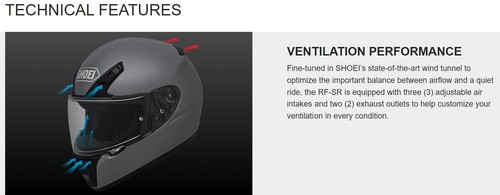 Shoei RF-SR Full Face Motorcycle Helmet SNELL/DOT, Matte Deep Gray - Picture 4 of 8