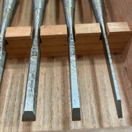 3rd Kunikei Oire Nomi Japanese Bench Chisel Set of 10 Polished Hammered