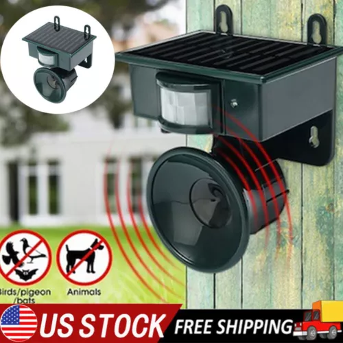 Sensor de movimiento solar ultrasónico repelentes de aves control de plagas asustador disuasorio zorro - Imagen 1 de 15