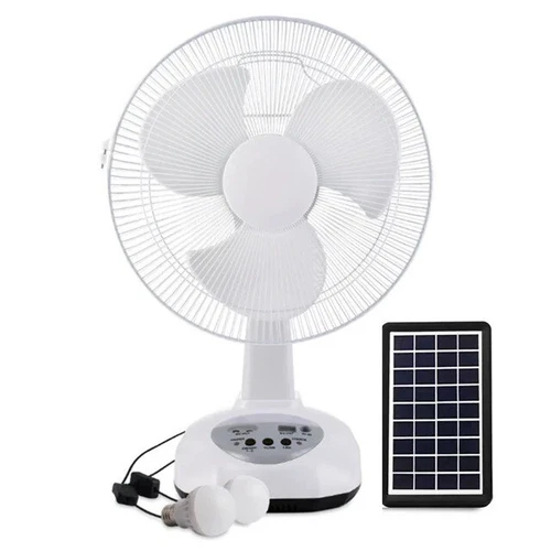 New 2023 Rechargeable Fan With solar panel, USB port,LED light and 2 Free bulbs - Picture 2 of 9