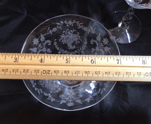 Fostoria Glass Etched Cornucopia Mayflower Champagne Tall Sherbet Barware Set - Picture 11 of 12