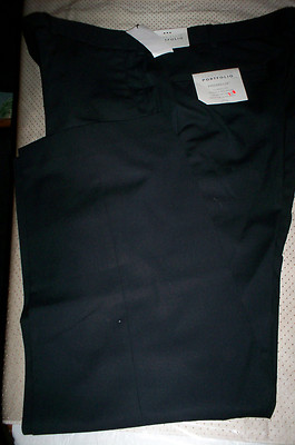 NWT!  $80 PERRY ELLIS  PREMILUX FLAT FRONT DRESS PANTS-BLACK-42X30