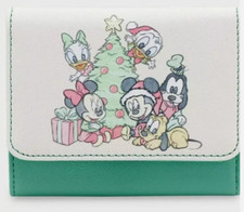 Cartera Loungefly Snap BABY MICKEY & FRIENDS Árbol de Navidad Verde Minnie Daisy