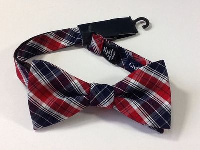 NWT $34 CROFT /& BARROW Liberty Fabric Adjustable Plaid Bow Tie Red White Blue