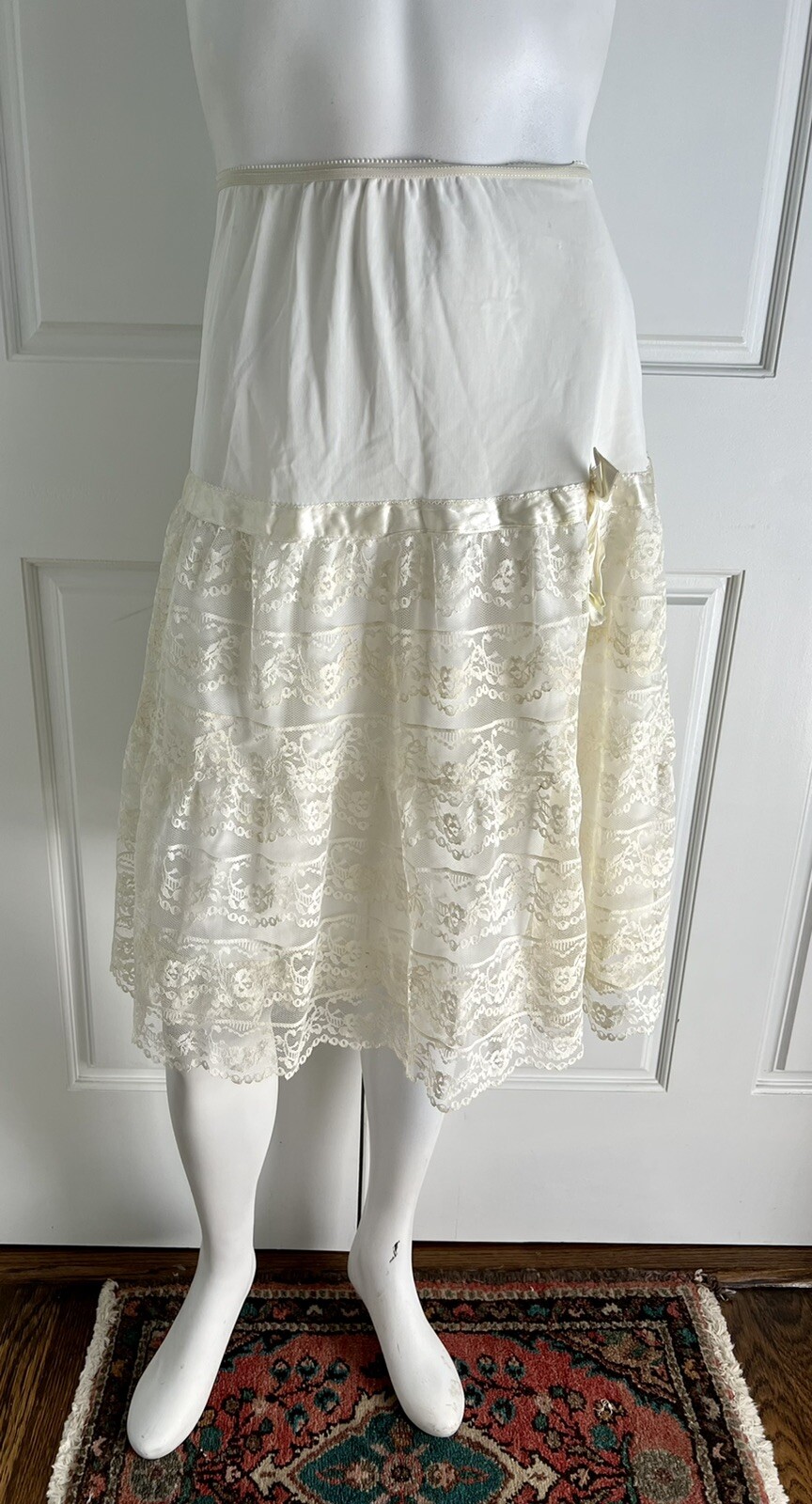 Vintage 1950's Ivory Nylon Half Slip Crinoline Two Ti… Gem