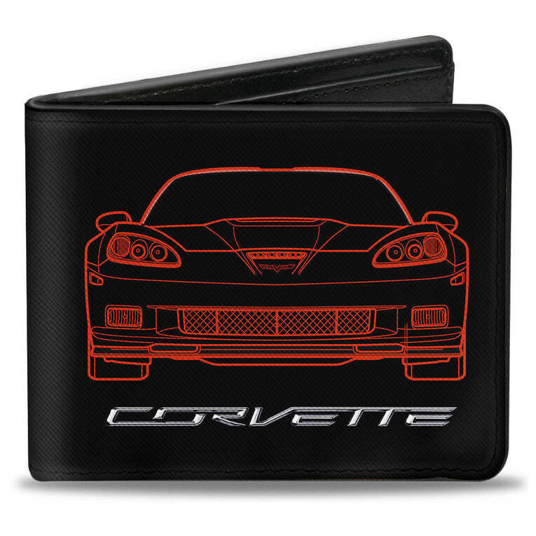 Chevrolet Corvette C6 Front Rear View Black Men Bi-Fold Wallet