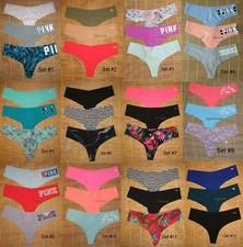 3 Victoria's Secret Pink Raw Cut No Show Panties Thong Large You Choose