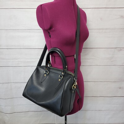 Hulme Black Full Grain Leather Satchel Speedy Bag Purse Made in USA  Rare