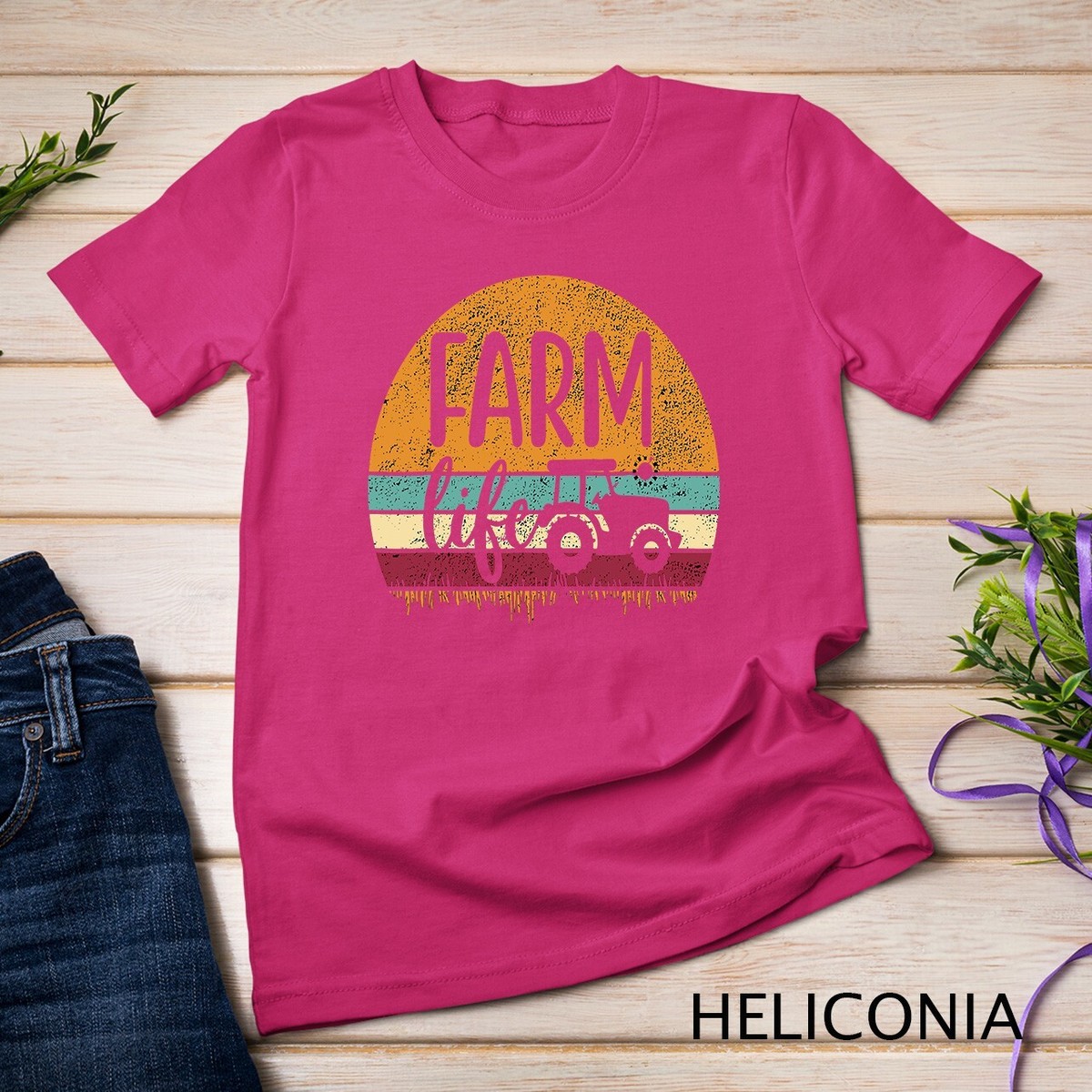 Retro Vintage Farm Life Farming Tractor Family Farmer Gift Unisex