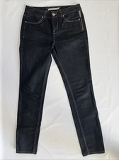 Karen Millen Womens Black  Slim Fit Jeans US Size 6 Zipper Buttons Accents