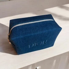 Brand New Gift-of-Purchase Dior beauty denim cosmetic pouch bag