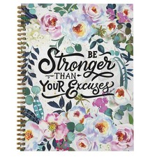 Softcover Stronger Than Excuses 8.5" x 11" Motivational Spiral Notebook/Journ...