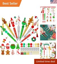 8 Pack Christmas Themed Beadable Pens with Smooth Writing Personalized Beads