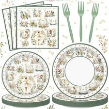 96 Pcs 12 Days of Christmas Paper Plates and Napkins Holiday Table Decoration...