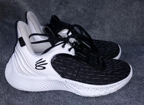 Under Armour Curry Flow 9 Basketball Shoes Mens Size 8 Black White 3025631-103