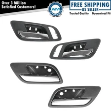 Door Handle Inside Interior Front Rear Black Ebony Chrome Kit 4pc for Chevy GMC
