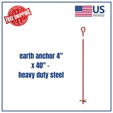 4" x 40" Heavy Duty Earth Anchor Ground Screw Stake for Tent, Fence, or Tree Sup