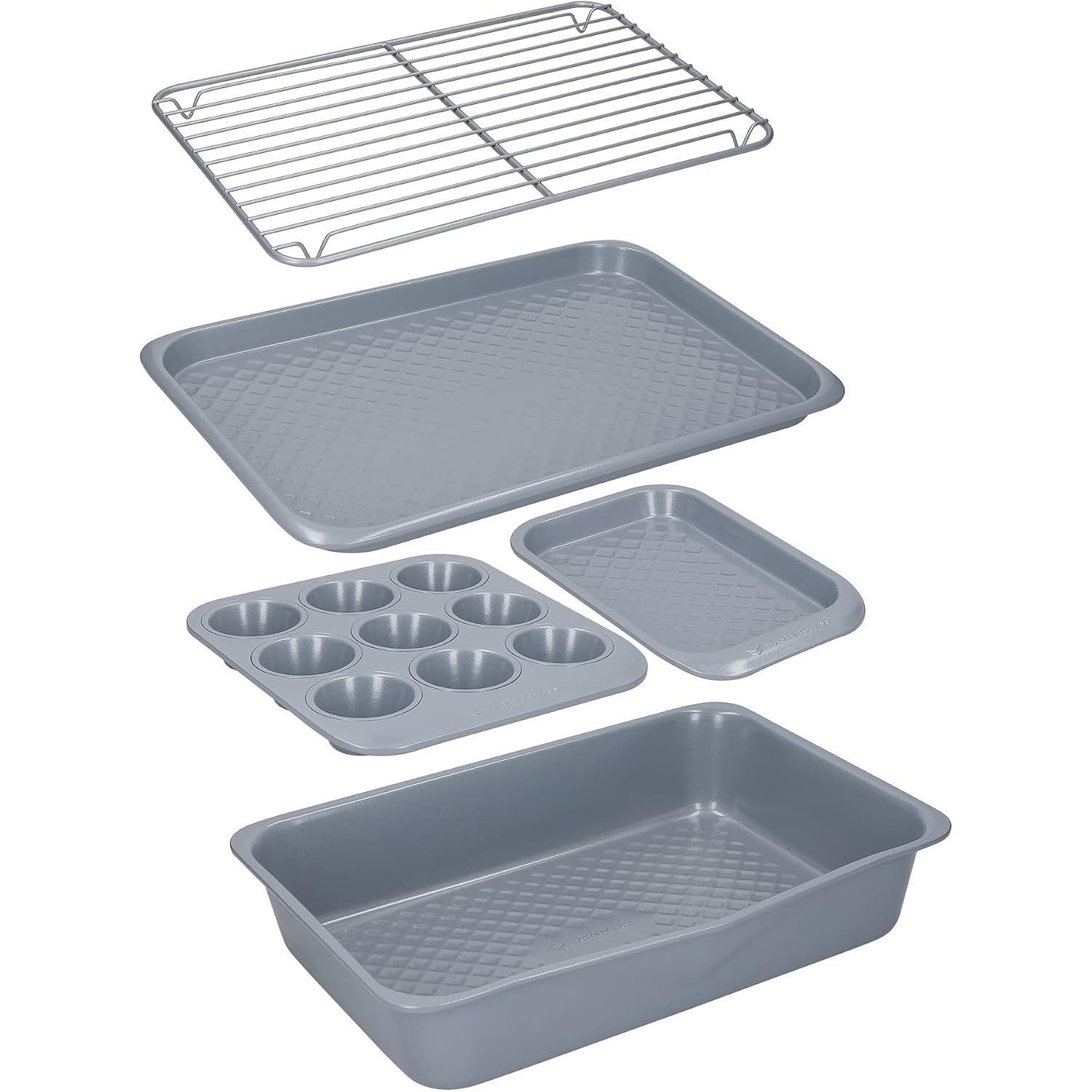 Non Sticking Baking Roasting Set Dishwasher Safe Stackable Ceramic Bakeware 5pc