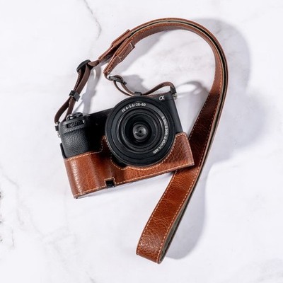 For Sony a6700 Camera Bag Leather Dock Case Base Protection Cover shell black