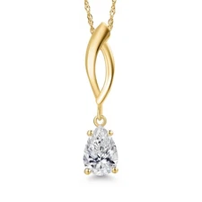 10K Yellow Gold 7X5MM Pear Shape Gemstone Birthstone Infinity Pendant Necklace