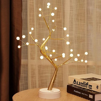 Pearl Firefly Tree Light Touch Switch USB Battery Box Night Light LED CopperWire
