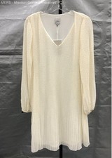 Vestido para mujer Ichi crema a lunares IXPATRICIA plisado cuello en V manga larga XS NUEVO CON ETIQUETAS