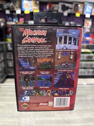 Spider-Man Venom: Maximum Carnage (Sega Genesis, 1994) CIB Complete Tested! - Foto 3 di 9
