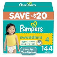 Pampers Swaddlers Diapers, Size S4, 144 Count (Select for More Options) 0.39 per diaper