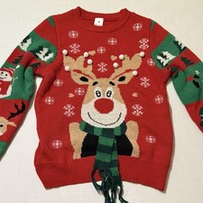 Ugly Christmas Sweater Ladies Small Rudolph The Red Nosed Reindeer Lights Up