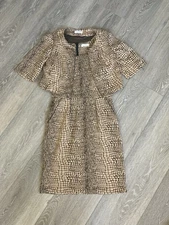 Calvin Klein sleeveless sheath dress Size 6 Shell print Tan Pockets With Jacket