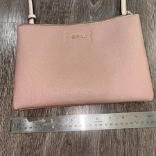 Preowned Guess Blush Double Zippered Shoulder / Cross Bag 10”Lx 7”H 