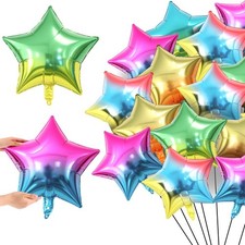 100 Pcs Star Foil Balloons 18 Inch Helium Foil Helium Balloons Pentagram Shap...