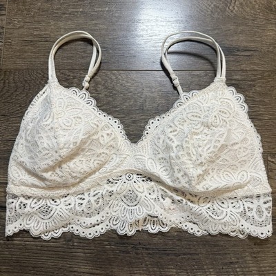 Colsie Lace Bralette White Womens Size Large Bohemian Coquette
