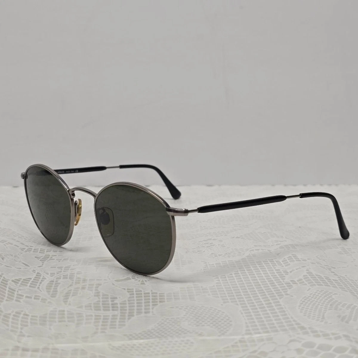 GIORGIO ARMANI Silver Black Metal Sunglasses 627 815 Small Vintage 90s Unisex Giorgio Armani 1997 Vintage Sunglasses Blue Mirror Glass  main image 3