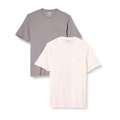 Amazon Essentials Herren T-Shirt 2er-Pack Grau/Weiß