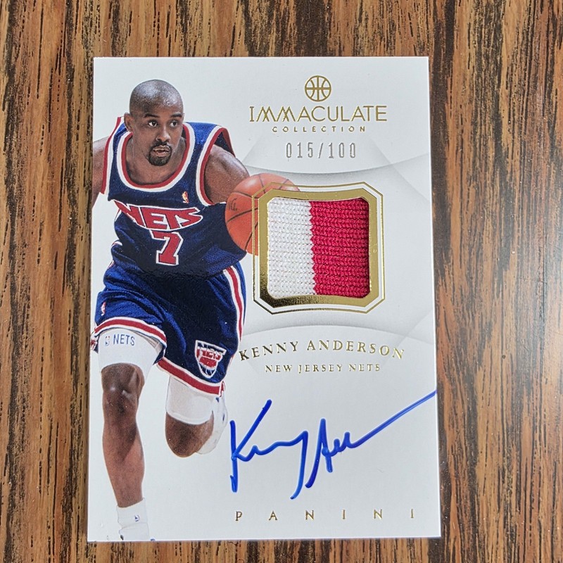 2012-13 IMMACULATE BASKETBALL KENNY ANDERSON MEM AUTO QP-KY 015/100 NETS NBA