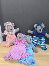 Amigurumi-Style Handmade Mouse Crochet Family One of a Kind Set 4 Piece Set