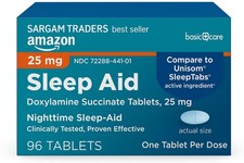 Basic Care Sleep Aid Doxylamine Succinate Tablets, 25mg, 96 Count 11227561
