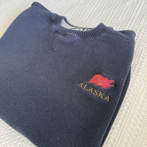 Suéter Pullover Alaska Azul Marino Para Hombre Vintage GEAR Para Deportes Talla Mediana De Colección - Imagen 2 de 9