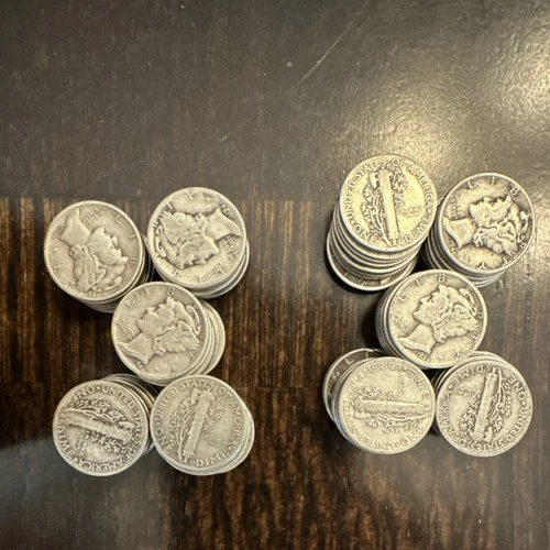 Mercury Dimes 1916-1945 Silver 10C Coins $10 Bulk Lot Circulated Collection