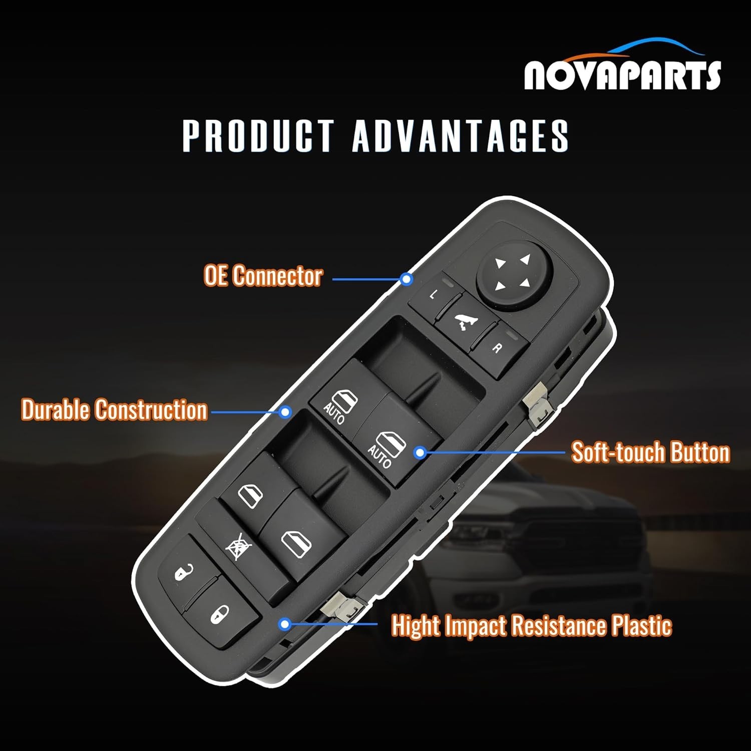 Durable Front Left Power Window Switch with 11-PIN Configuration for Ram Trucks
