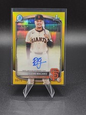 DJEAN MACARES 2025 BOWMAN CHROME 1ST YELLOW REFRACTOR AUTO 25/75
