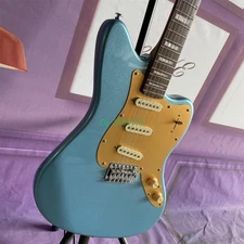 Factory Metallic Blue Electric Guitar Solid Body Roasted Maple Neck Hot Sale