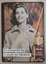 Mixed Media Collage Art Card ACEO ATC Vintage Snarky Women Smash The Patriarchy 